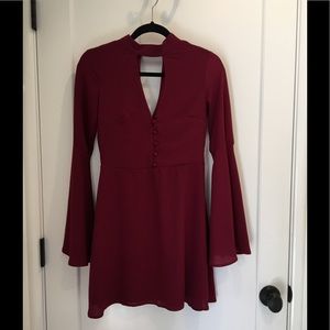 Socialite Burgundy Keyhole Mini Dress